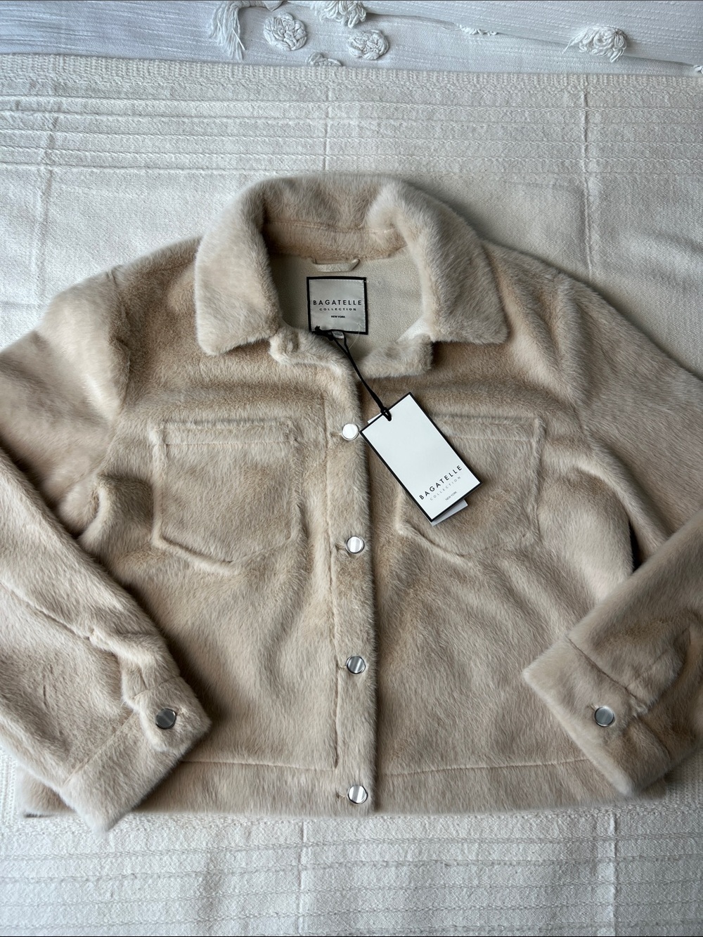 bagatelle Faux Fur Shacket in Beige Taupe